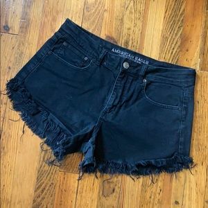 AE Black Frayed Hi Rise Festival Shorts